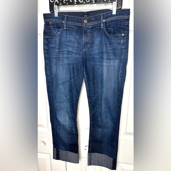 COH CITIZENS OF HUMANITY Dani Cropped Straight Leg Denim Jeans Dark Wash Cuffed - Picture 2 of 13